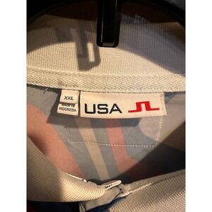 JL J Lindeberg USA Red White Blue Star Geometric Print Golf Polo Shirt Men XXL